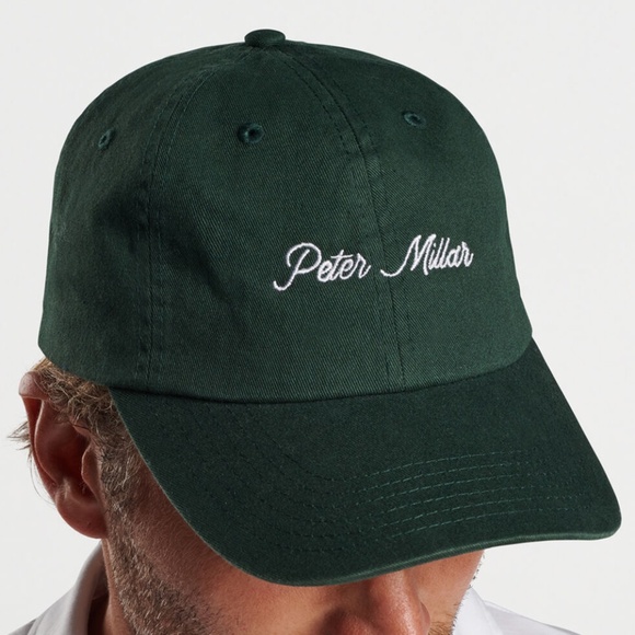NWT Peter Millar Pine Green Script Embroidered Logo Baseball Hat - Picture 2 of 6